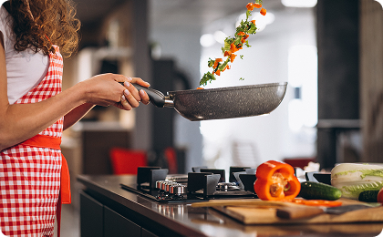Cooking vegetables with colorful ingredients